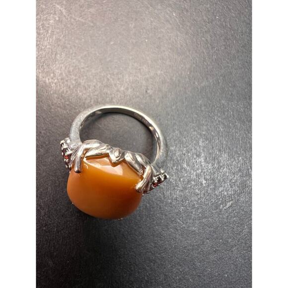 NEW Caramel Opal and garnet sterling silver ring size 7 - Picture 11 of 16